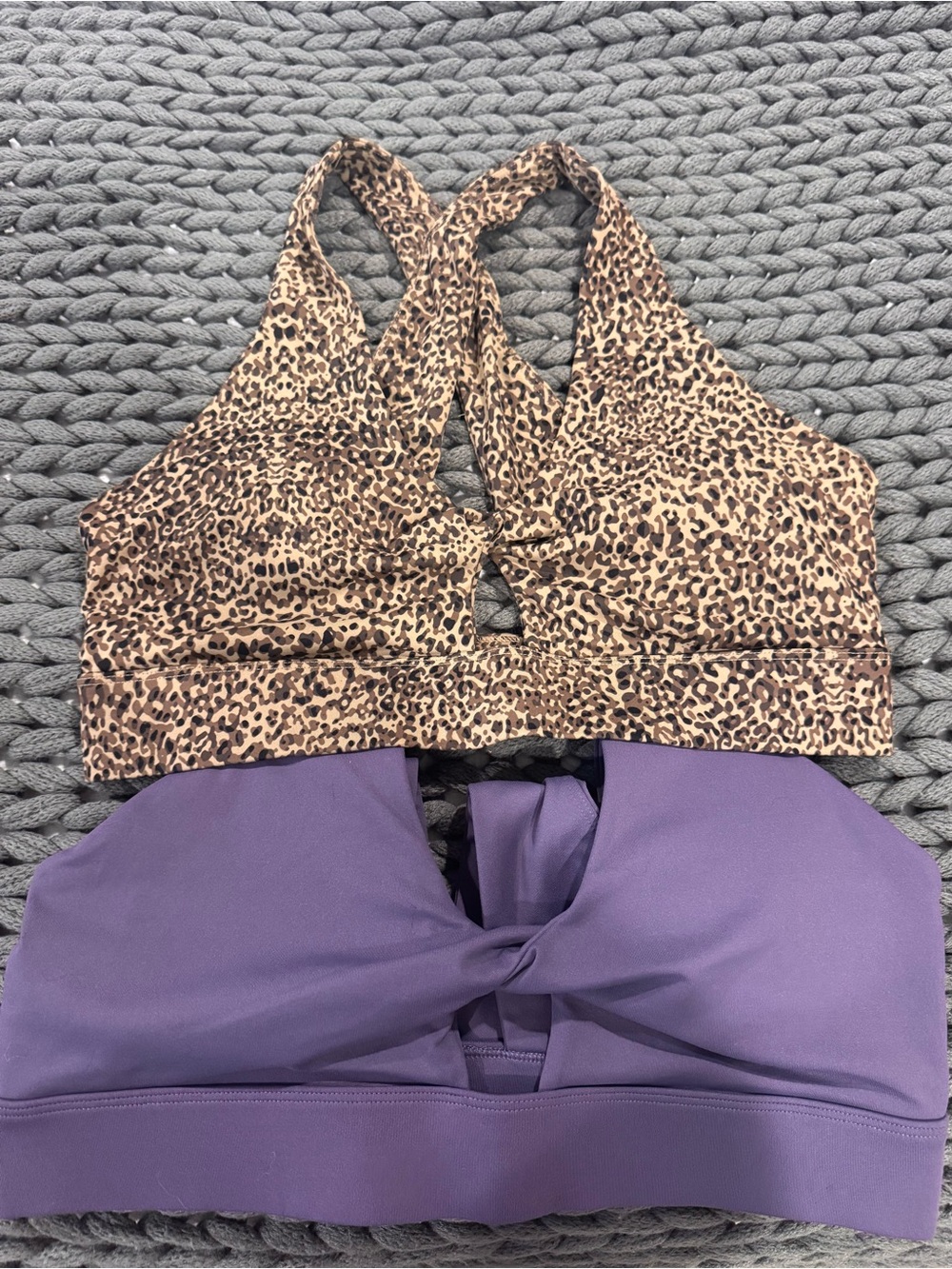 Fabletics Leopard Print & Purple Reversible Sports Bras